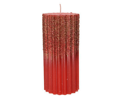 Svíčka se třpytkami, 15x7cm, červená, Kaemingk