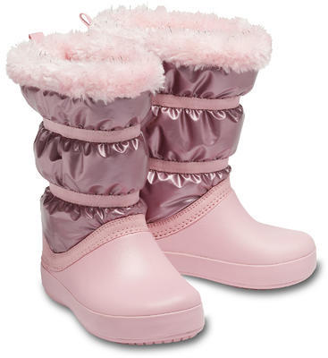 Dětské zimní boty LODGEPOINT Metalic s kožíškem, růžové, vel. 32-33, Crocs