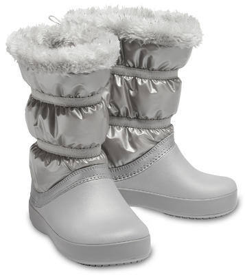 Dětské zimní boty LODGEPOINT Metalic s kožíškem, stříbrné, vel. 38-39, Crocs