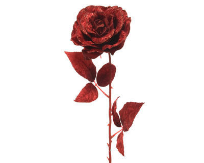 Květina RŮŽE se třpytkami, 60cm, červená, KSD