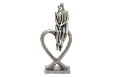 Dekorace COUPLE ON HEART, 15x32 cm, stříbrná, SIL