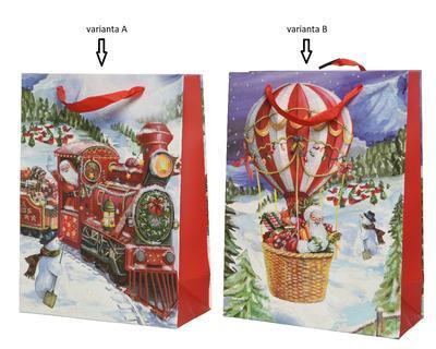 Vánoční dárková taška, 8x18x24 cm, 2 druhy, KSD
