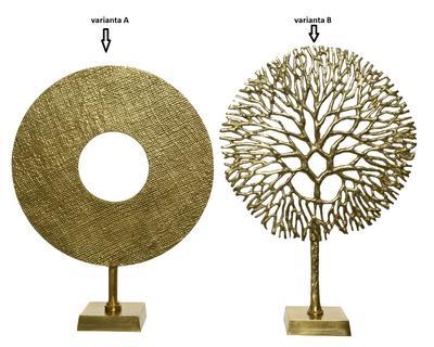 Dekorace, 11x35,5x51,5 cm, 2 druhy, kruh/ strom, zlatá, KSD