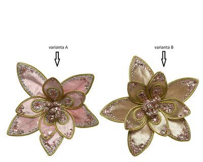 Květina na klipu, 22 cm, 2 druhy, růžová nebo zlatá, KSD