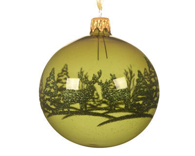 Vánoční skleněná ozdoba FOREST, 8 cm, zelená, KSD