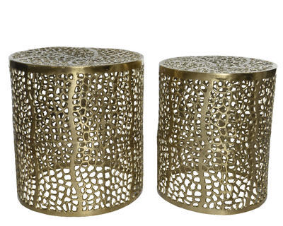 Dekorativní stolek, 43cm, zlatý, KSD
