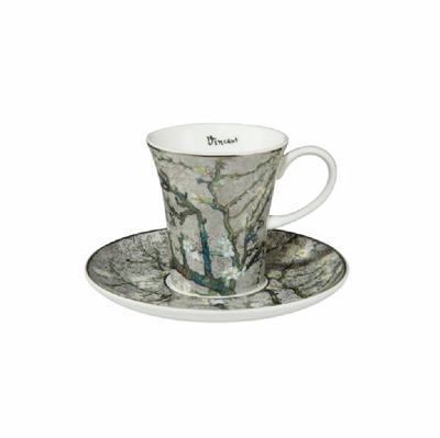 Šálek a podšálek espresso ARTIS ORBIS V. van Gogh - Almond Tree Silver - 100 ml, Goebel