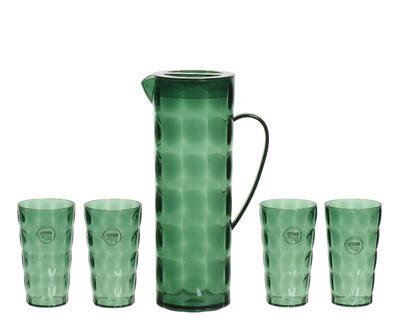 Set na pití, 4 sklenice + džbán, zelená, KSD