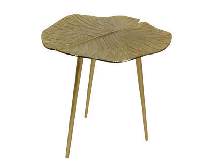 Přídavný stolek ve tvaru listu, 40x39x41cm, zlatý, hliník, KSD