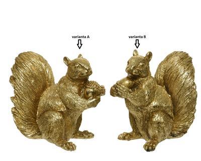 Dekorace VEVERKA, 14,5x8,5x14cm, zlatá, 2 druhy, Kaemingk