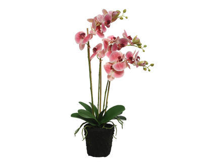 Orchidej v květináči, 35x16x62cm, růžová, polyester, KSD