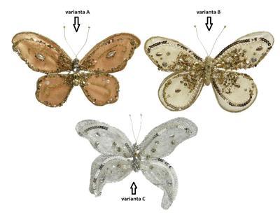 Motýl na klipu, 16x26cm, 3 druhy, Kaemingk