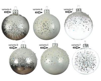Vánoční skleněná ozdoba s dekoračními kamínky, 8cm, 6 druhů, KSD