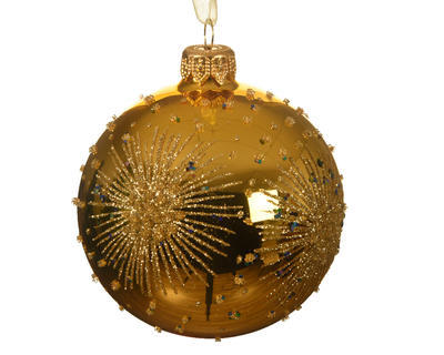 Vánoční skleněná ozdoba HVĚZDA, 8 cm, světle zlatá, KSD