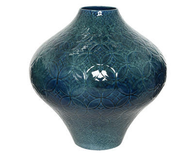 Váza s reliéfem, 34,5cm, zeleno/modrá, KSD
