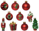 SET 20 ks skleněných vánočních ozdob, různé druhy, červená/ zelená, 4 cm, 6 cm, 11 cm, KSD - 1/2