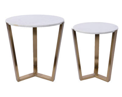 SET dekorativních stolků, bílá/zlatá, KSD