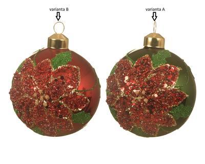 Skleněná vánoční ozdoba VÁNOČNÍ HVĚZDA, 8 cm, 2 druhy, KSD - 1