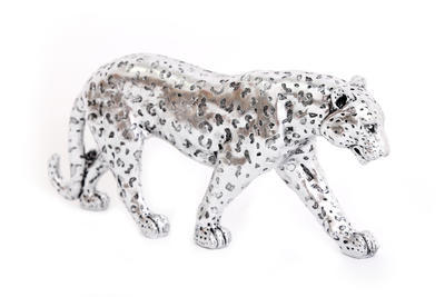 Dekorace "Leopard" s ornamenty, 41,5cm, SIL
