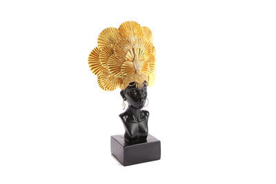 Dekorace AFRICKÁ HLAVA, 26 cm, černo/zlatá, SIL