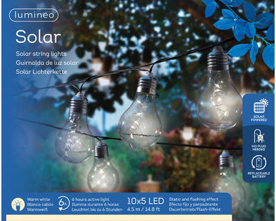 Solární světelný řetěz se žárovkami, transparentní, 4,5 m, KSD - 3